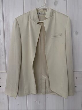 T by Alexander Wang-vintage Classic Cream Women's Open-Front Blazer Jacket